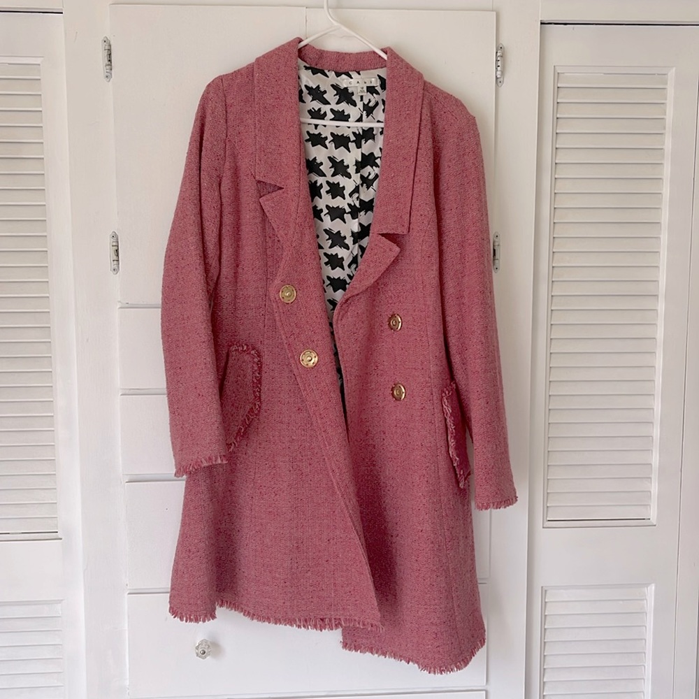 Cabi Pink Tweed Manhattan Pea Coat Size 12